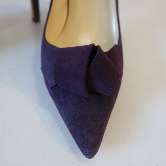 NWOB Womens Saks Fifth Avenue Eggplant Bow Suede Pointed Heels 8 - Picture 5 of 12